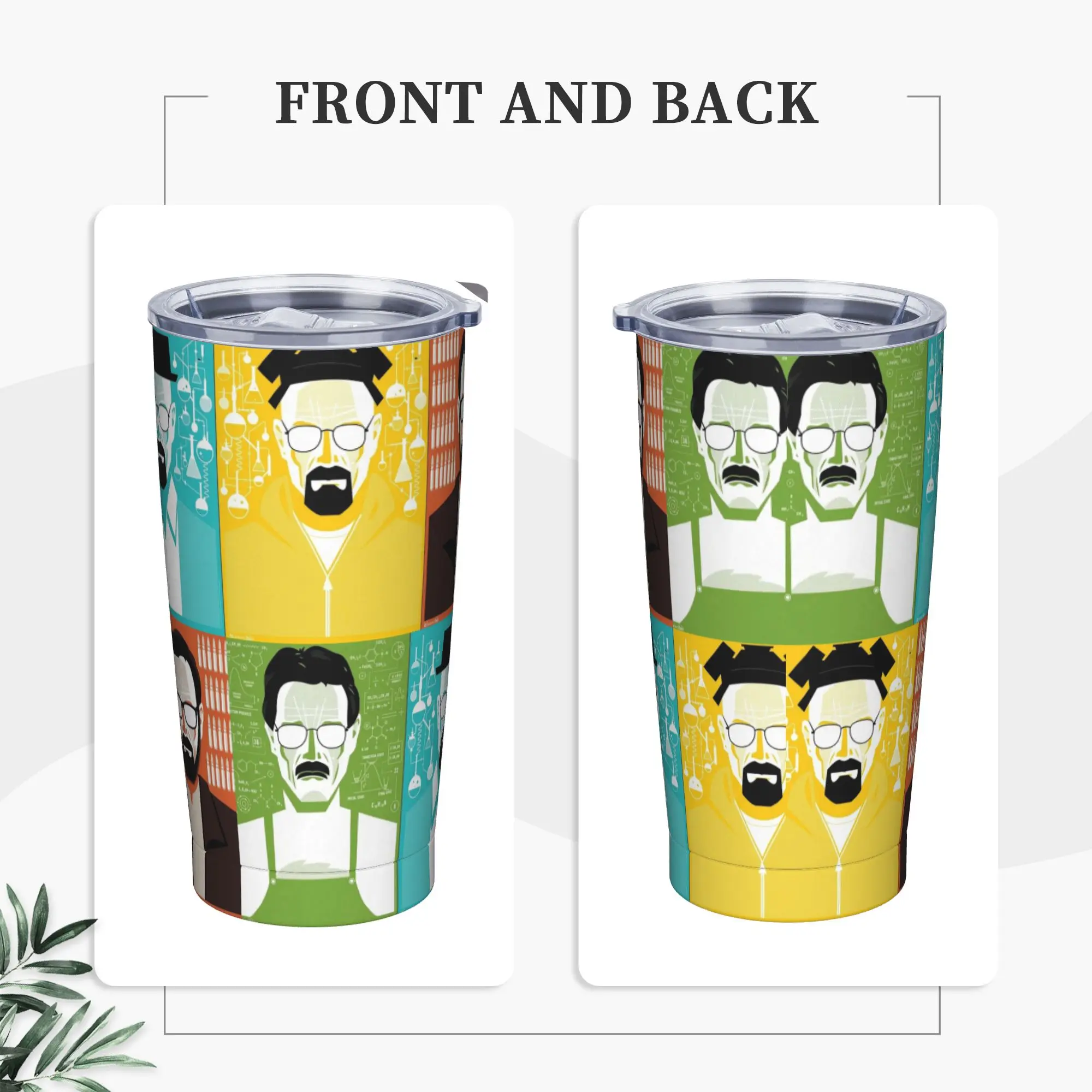 Chemistry Heisenberg Insulated Tumbler with Straws Lid Breaking Bad Stainless Steel Coffee Mugs Double Wall Car Bottle Cup, 20oz