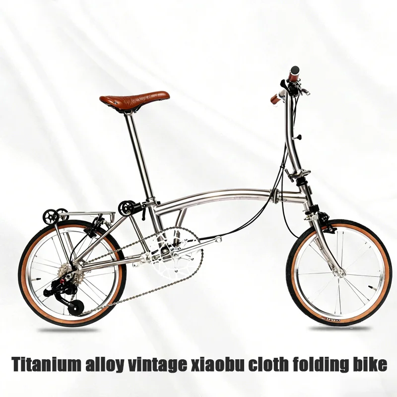

Titanium alloy small cloth folding bicycle Retro urban 7-speed 16-inch tri-folding bike