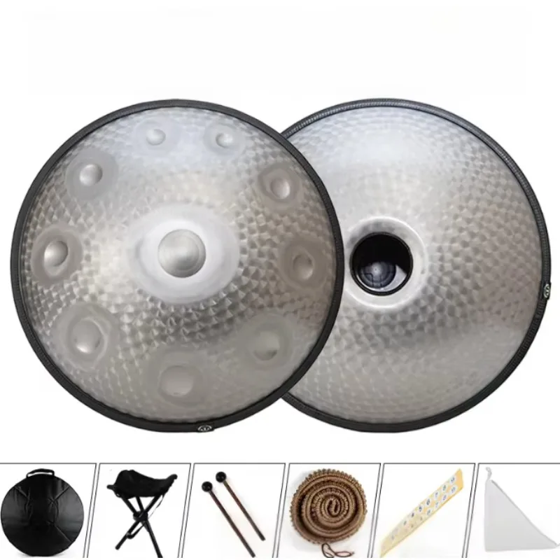 Professional Handpan Drum Handmade Forged Tuning 440Hz 432Hz Steel Tongue Drum Percussion Instrument with Mallets & Bag