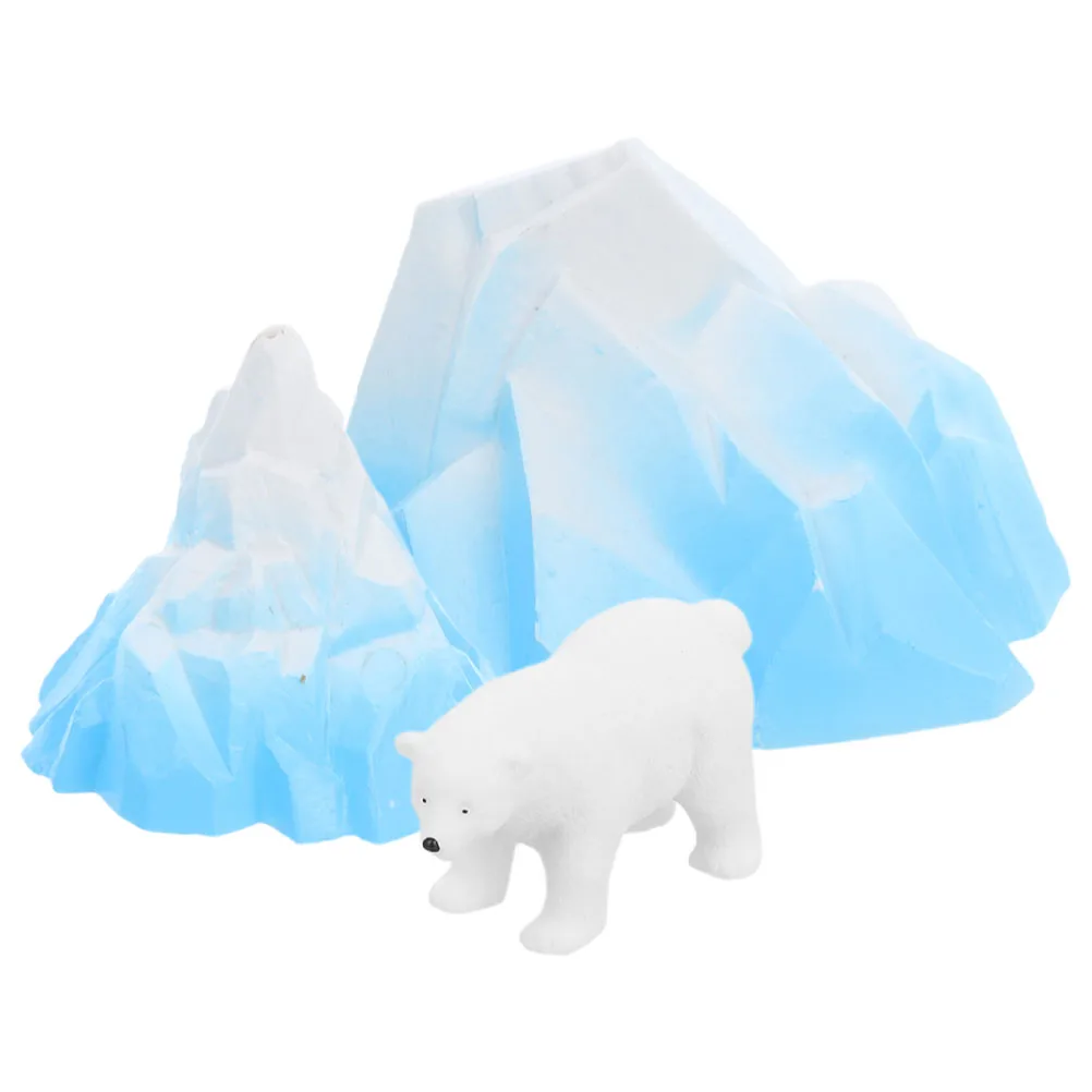 

3pcs Simulated Iceberg Decoration Polar Bear Model Statue Models Ice House Figurines Arctic Animals Figures