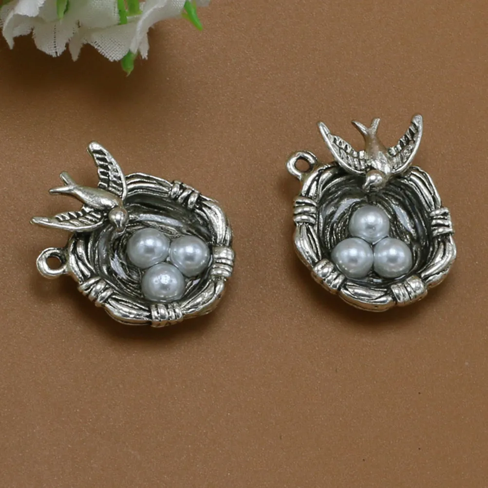 

20 шт. подвесок-шармов в форме птичьего гнезда из сплава, простой стильный дизайн, для изготовления ювелирных изделий своими руками, аксессуары для ожерелий и браслетов