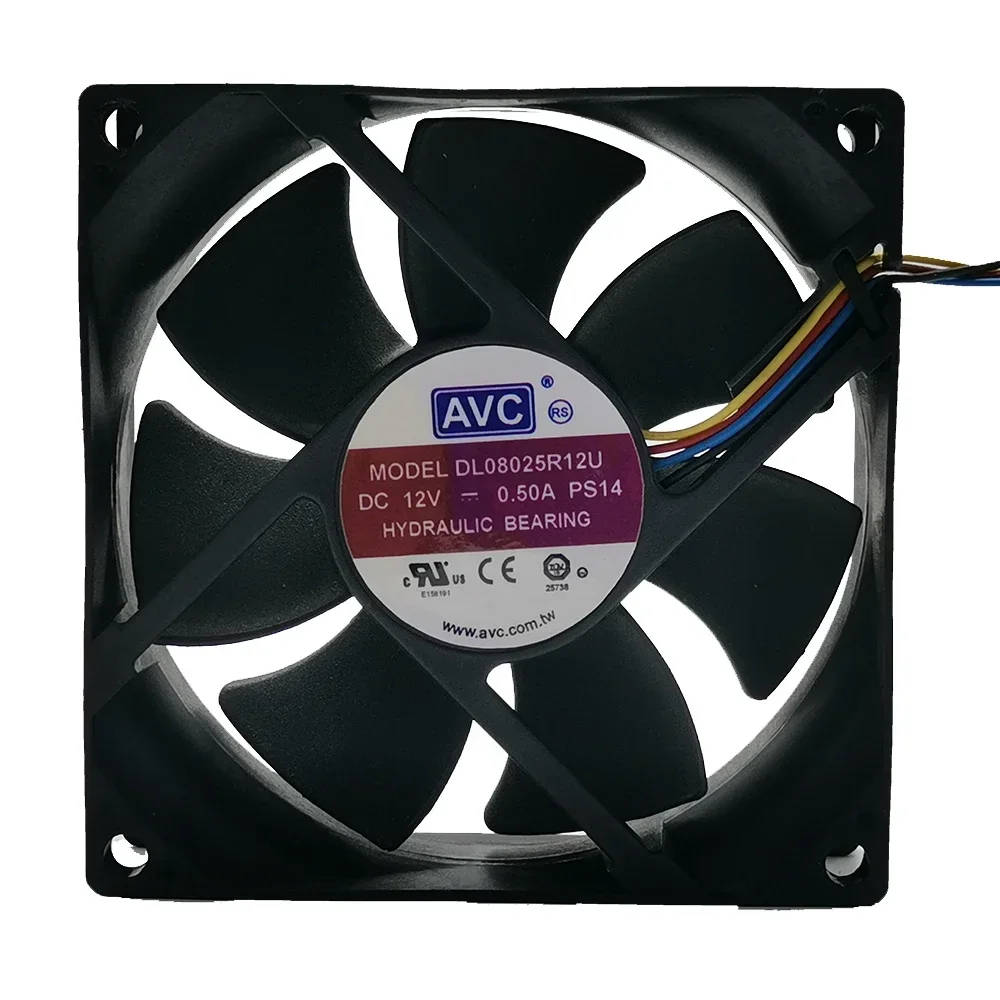 For AVC 8025 8cm DC12v 0.5a 80*80*25MM large air volume PWM four wire speed regulating CPU fan DL08025R12U