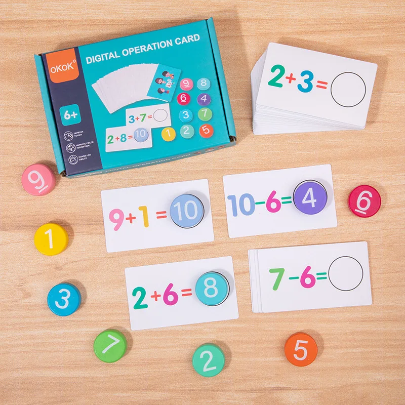 Juguete de matemáticas de madera para niños, tarjetas de operación Digital, juego de bloques, juguetes educativos Montessori, ayudas para la enseñanza para niños, Aprendizaje Temprano