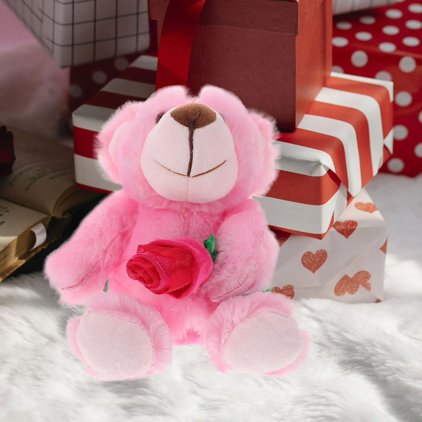 

Милый плюшевый медведь с цветами, подарок на День святого Валентина, из мягкого ПП-хлопка, очаровательный, для девушки/парня