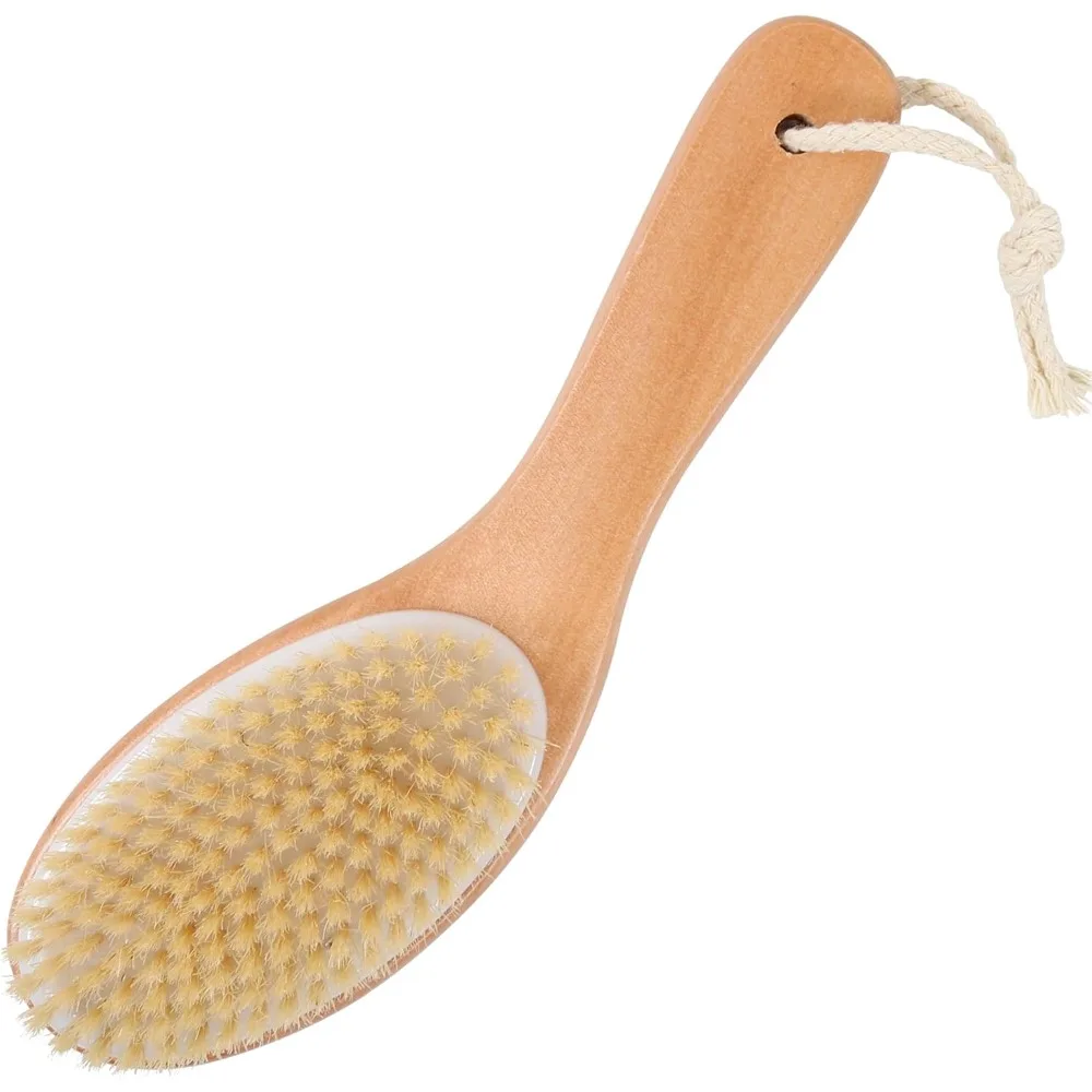 

1PC Dry Brushing Body Brush Natural Boar Bristles Body Scrubber for Bath Wooden Handle Brush for Skin Exfoliation Foot Scrubbing