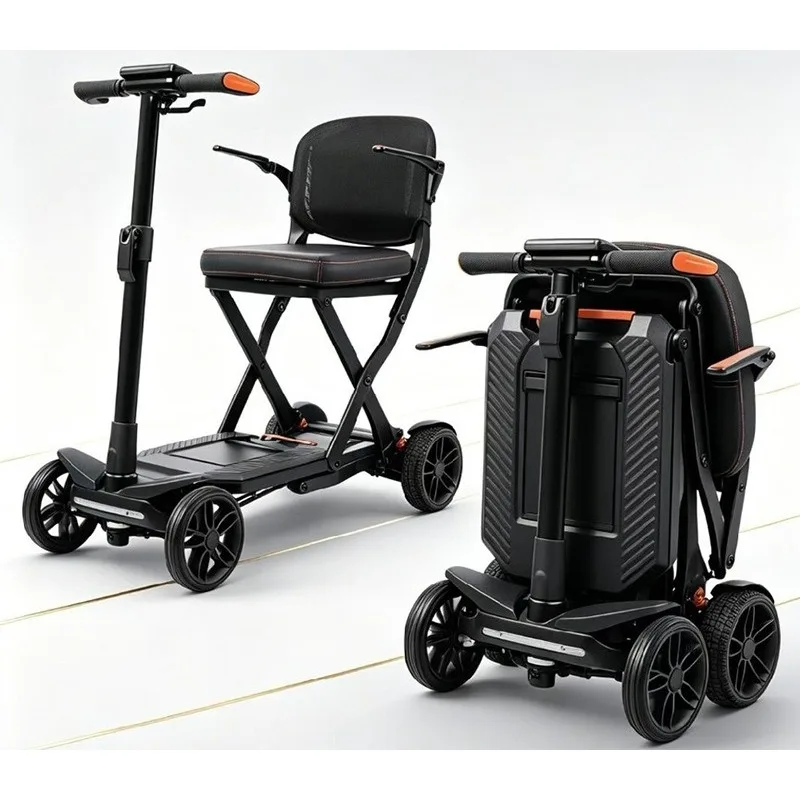 Elderly scooter carbon fiber electric foldable lightweight ultra-light portable four-wheeled small