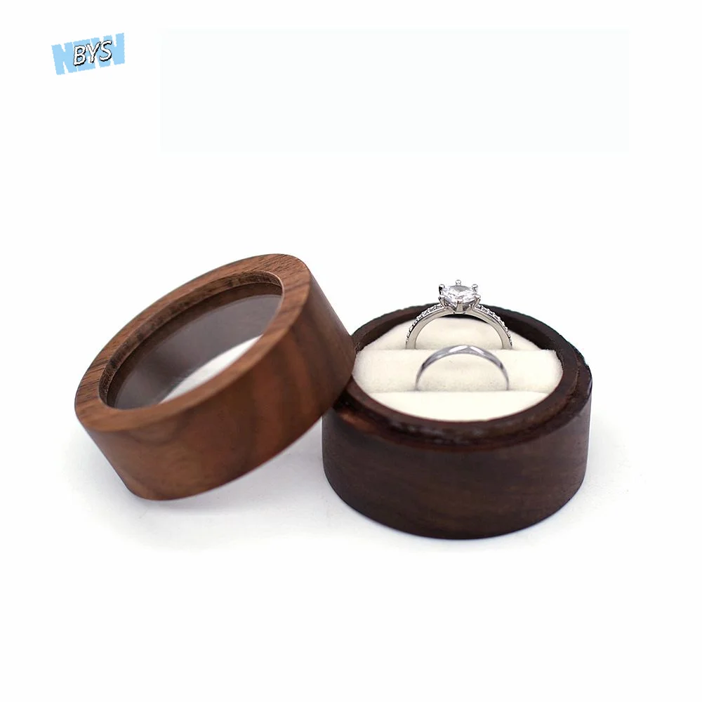 

Round Wooden Jewelry Box Gift Case Engagement Ceremony Earrings Organizer Ring Bearer Box Presentation Box Ring Box Storage Box