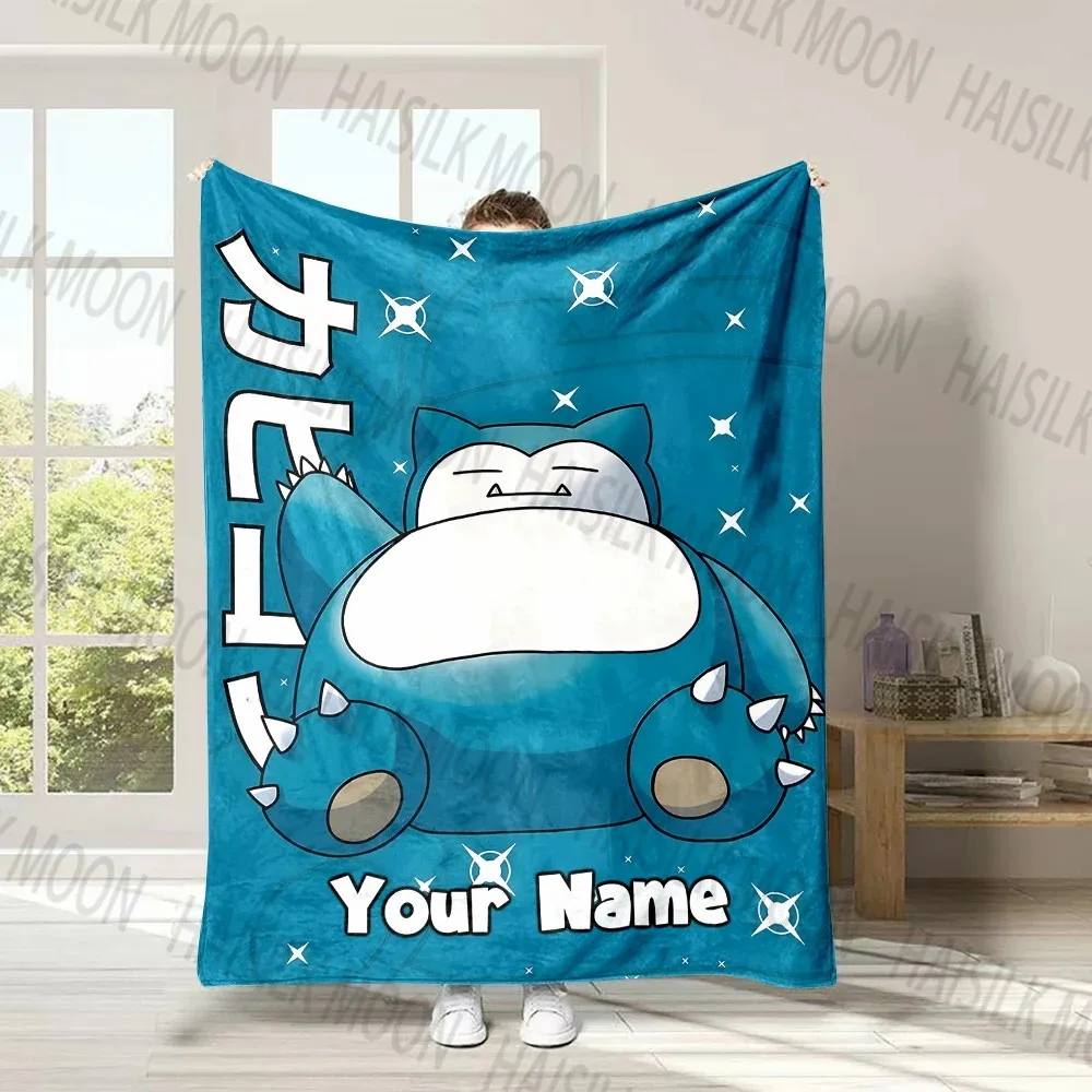 Personalisierte Decke mit Pokemon Snorlax Aufdruck, Decke für Couch Sofa Bett Entspannung, Ideale Geschenke für Kinder Erwachsene Ehefrau Selbstgeschenke