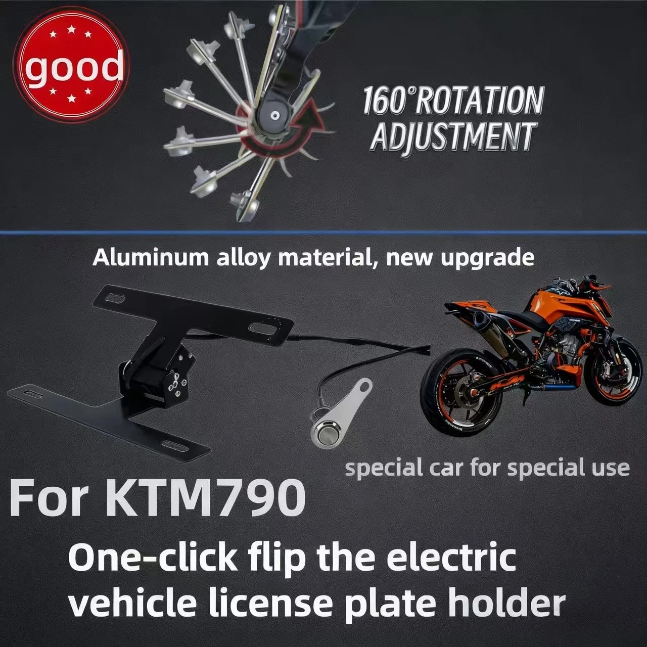 

Для KTM 790, специальный регулируемый переключатель номерного знака заднего хода, простой в эксплуатации, с рамой с фиксированным кронштейном