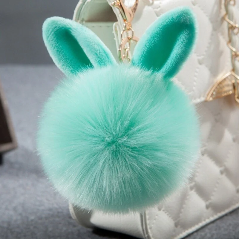 2026 Fluffy Bunny Toys Ear Keychain Rabbit Chain Fur Woman Bag Charms Keyring Car Pendant Holder Jewelry Cute Plush Key Chain