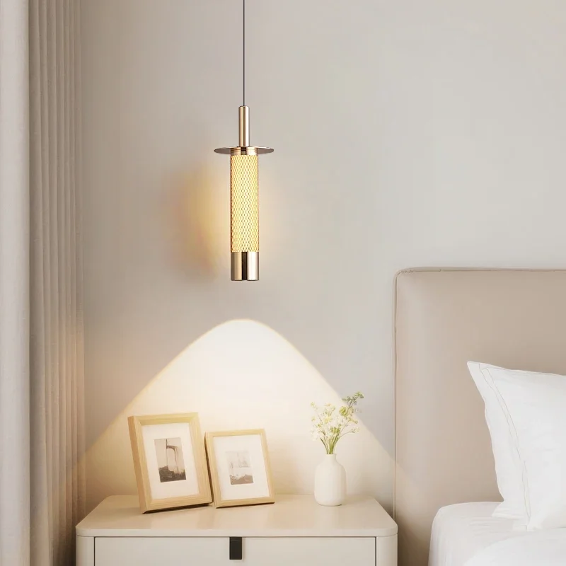 Nordic Minimalist Aluminum Openwork Iron Mesh LED Pendant Lightl for Dining Rooms Bedrooms Bedside Indoor Hanging Home Decor