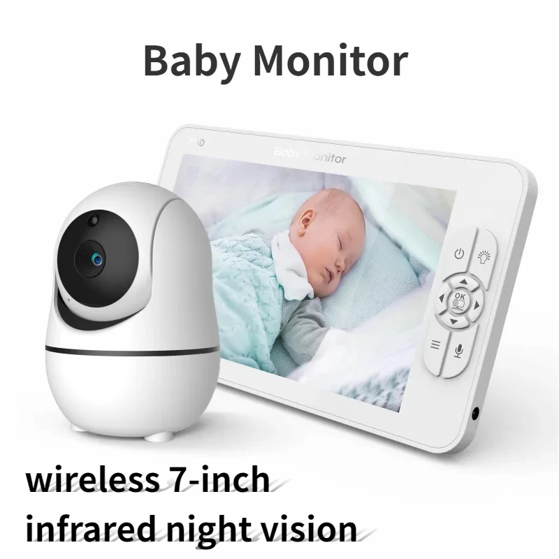 

Baby Monitor Wireless 7-inch HD Baby Care LCD Infrared Night Vision 2-way Call 8 Lullabies Rotating Camera Two-way Intercom