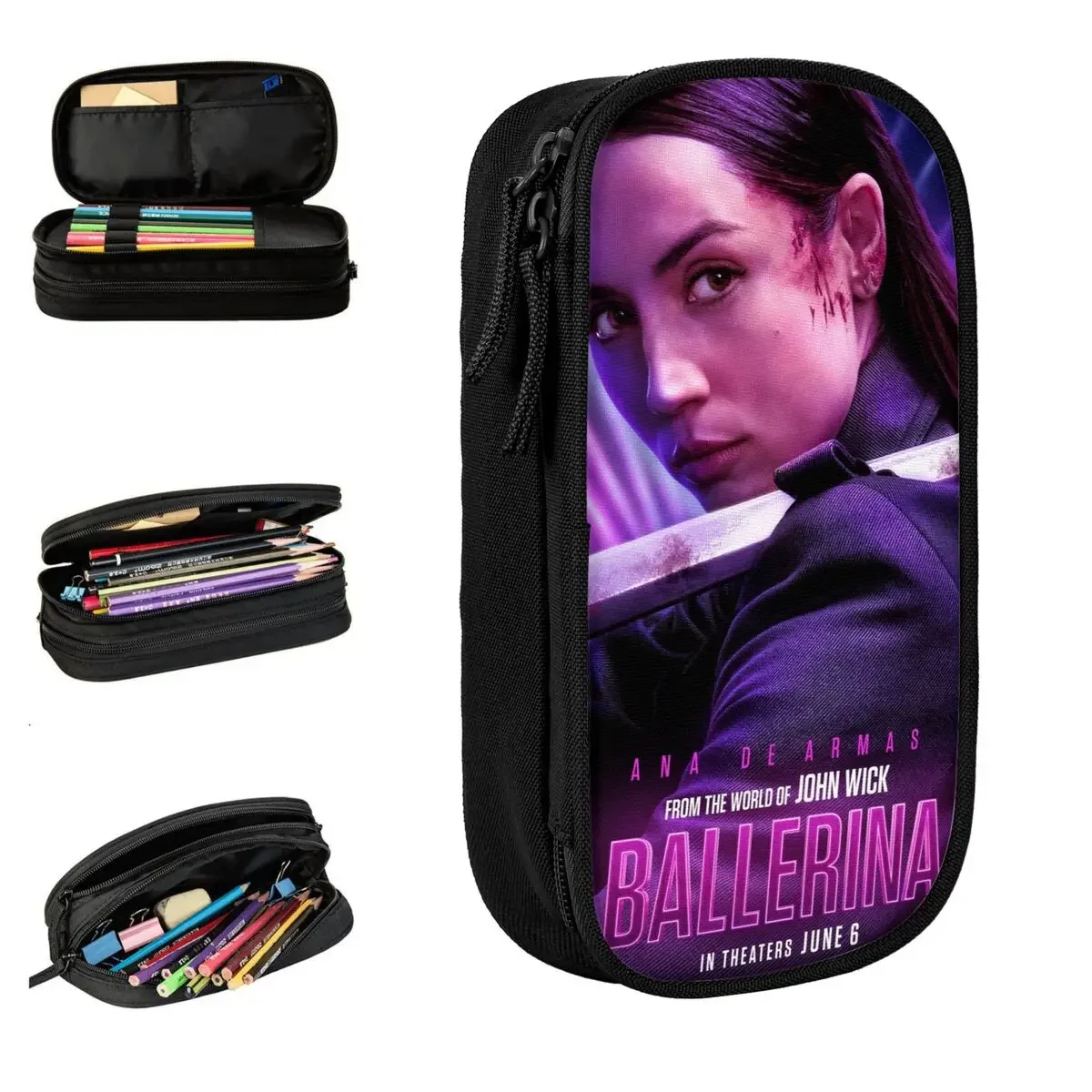 From The World Of John Wick Ballerina Pencil Cases Fun Pen Box Bag Kids Big Capacity Students School Gifts Pencil Box