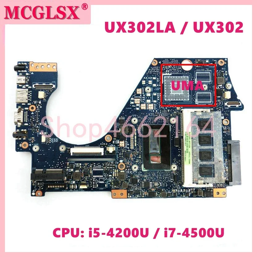 UX302LA i5-4200U/i7-4500U CPU 2GB-RAM Mainboard For ASUS UX302LA UX302LG UX302LNB UX302 Laptop Motherboard 100% Tested OK