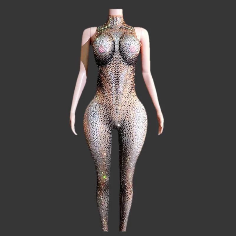 

Madam Sexy Rhinestone Sleeveless Jumpsuit Prom Dance Nightclub Stage Performance Evening Party Birthday Nightclub party Outfit