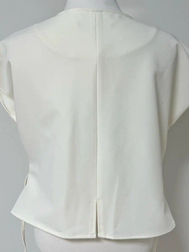 

Chic Summer V-ne Waist-cinching ort Sve Asymmetrical irt for Women Sli Commute Pure Color Versatile Slimming