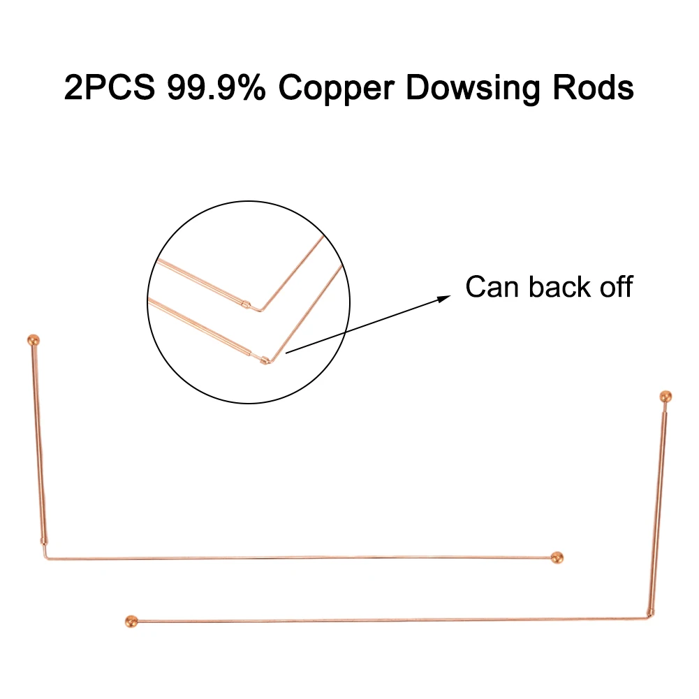 99.9% Copper Dowsing Rods 2PCS Divining Rods For Hunting Tools Water Divining Witching Treasure Finding Metal Detector
