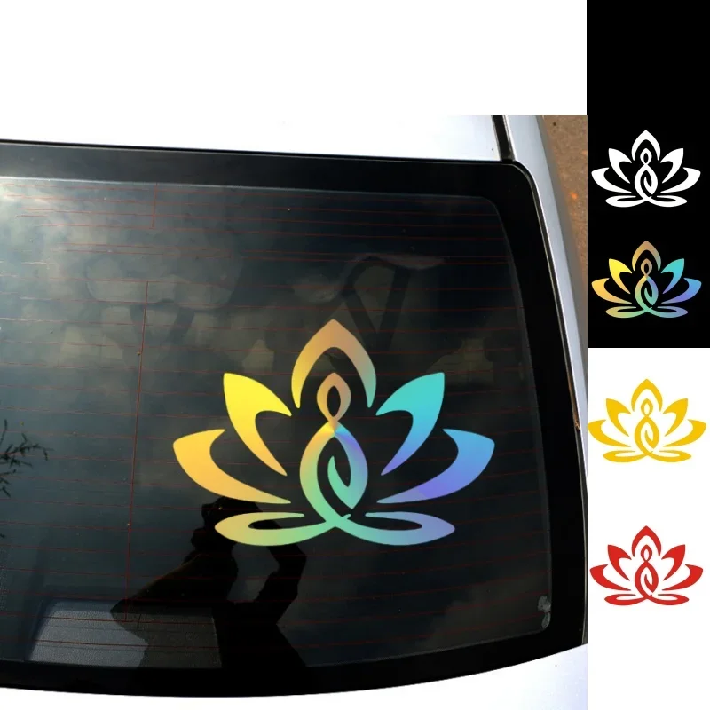 Car Window Bumper Lotus Buddha Cratch Shielding Sticker Colorful Laser Reflective Oganements Decorative Auto Accessories