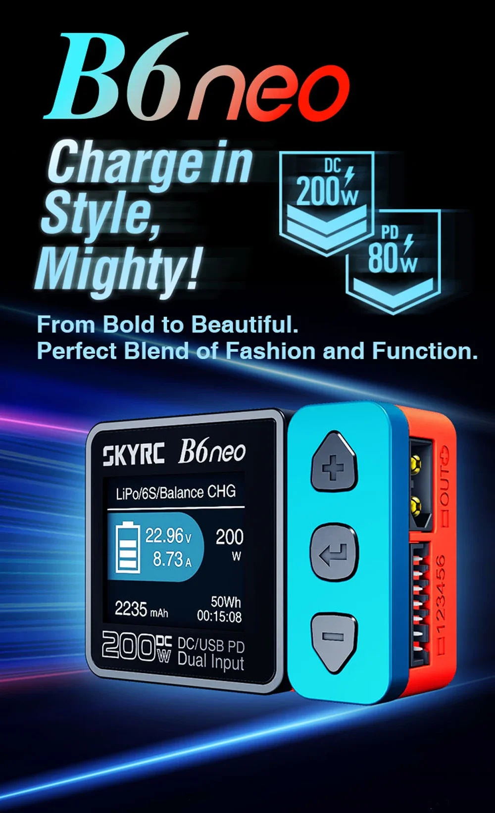 

2023 SkyRC B6neo Smart Charger DC 200W PD 80W Battery Balance Charger For LiPo/LiFe/LiIon/LiHV/NiMH/NiCd/Pb Battery