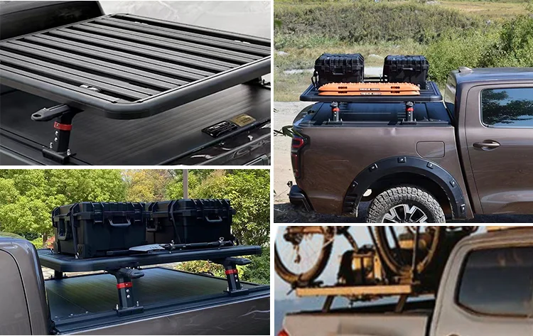 แร็คหลังคาอเนกประสงค์สำหรับรถกระบะ ทำจากอลูมิเนียมอัลลอยด์ รองรับน้ำหนักมาก สำหรับบรรทุกสัมภาระหนัก แบบกำหนดเองได้