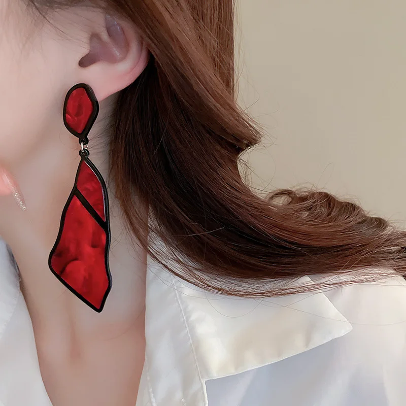 Geometric Irregular Acrylic Drop Earrings For Women Vintage Hyperbole Large Earrings Ms Travel Jewelry Accessories