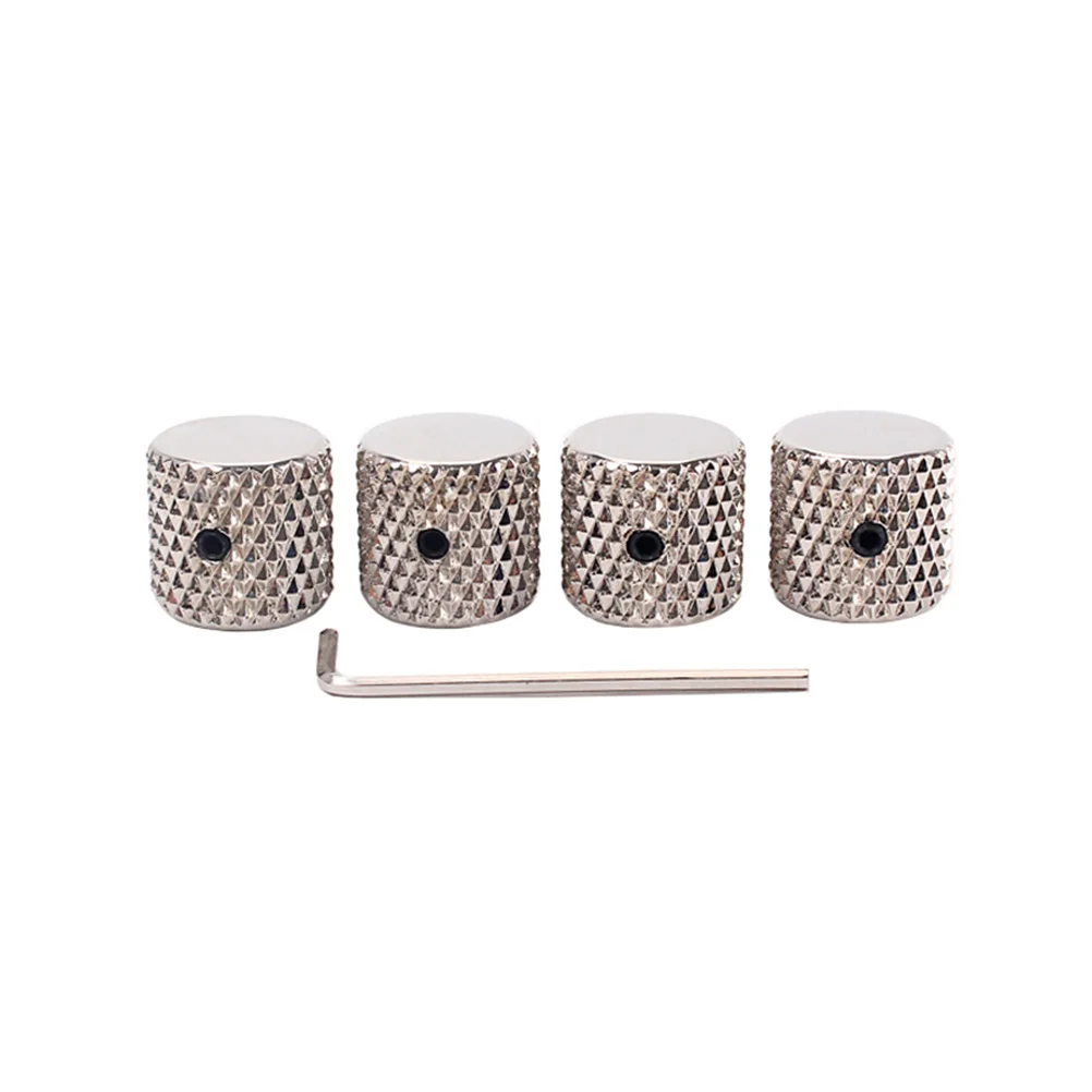 

4 Pcs Guitar Knob Kit Tone Control Electric Bass Parts Flat Aluminum Alloy Volume