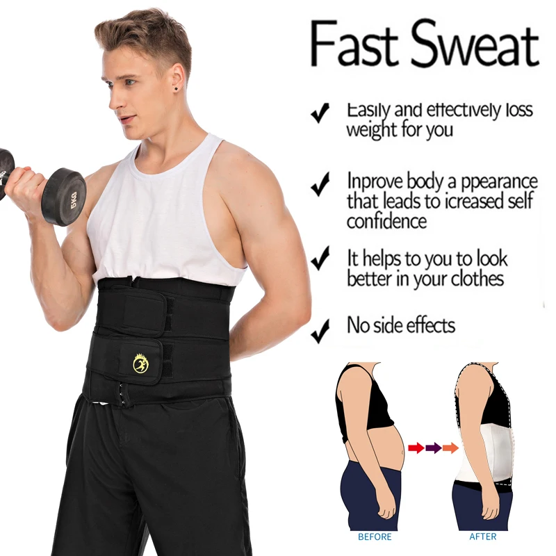 LAZAWG Mens Waist Trainer Male Abdomen Reducer Slimming Belt Body Shaper Bandage Wrap Workout Corset Belly Shapewear Trimmer