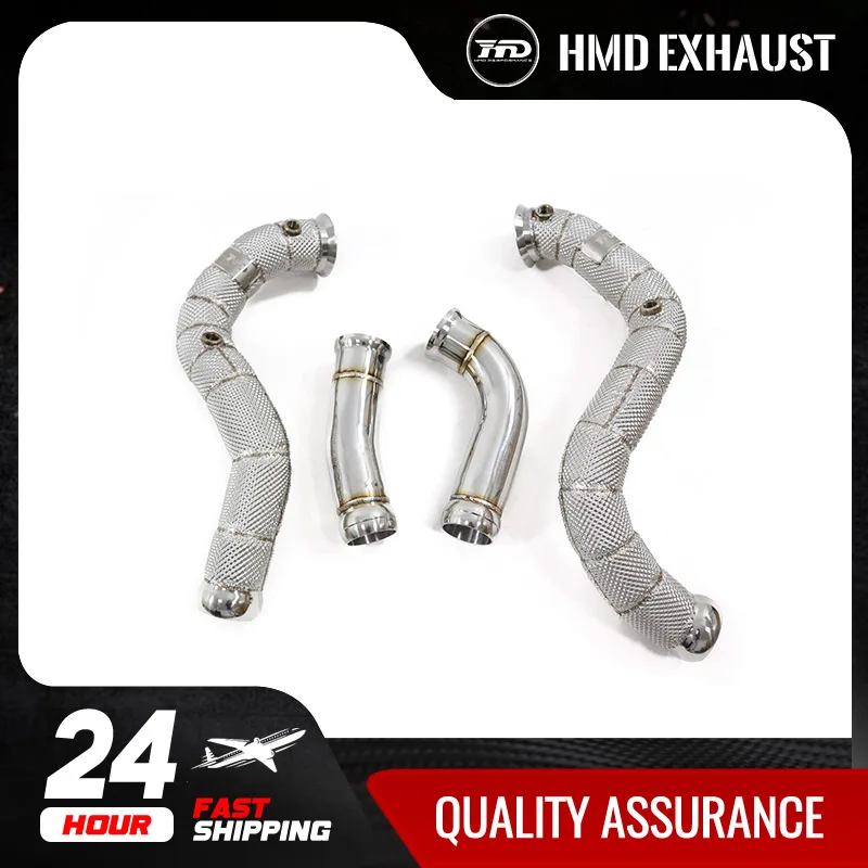 HMD Exhaust System High Flow Downpipe for Mercedes Benz GT63 S C190 4.0T With Heat Shield Pipe