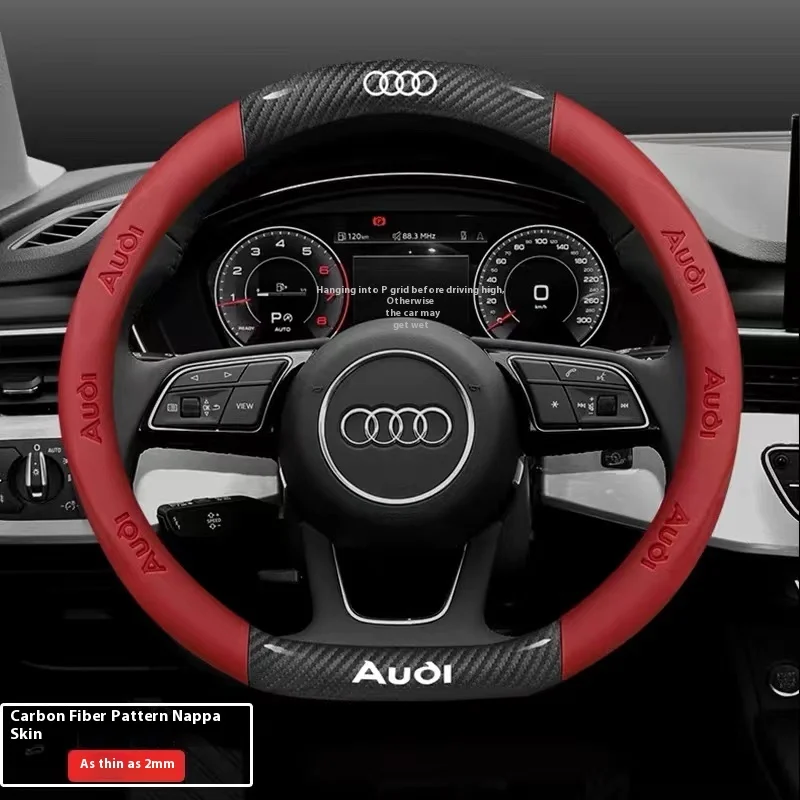 Car AntiSlip Carbon Fiber Leather Steering Wheel Cover For Audi A3 A4 A5 A6 A7 A8 Q1 Q2 Q3 Q5 Q7 Q8 S3 S4 S5 S6 RS3 RS4 RS5 TT