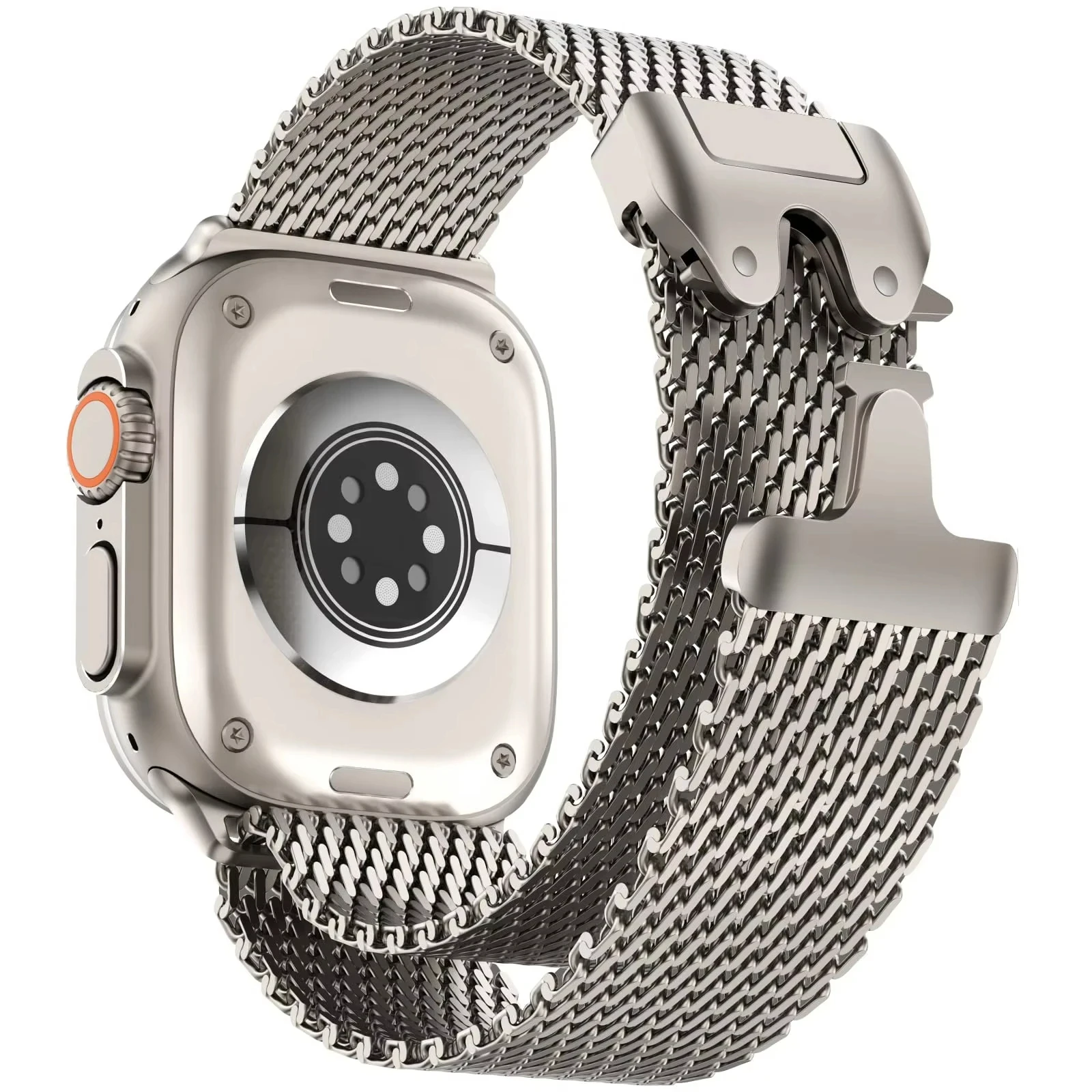 Titan Offizielles 1:1 Armband für Apple Watch Ultra Band 49 mm S10 46 42 45 44 mm 38 40 41 Milanaise-Armband iWatch 10 9 8 7 6 5 SE 4