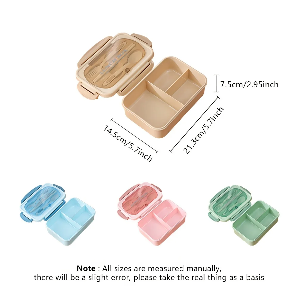 قطعة واحدة من صندوق الغداء مع أواني، مانع للتسرب، شكل مربع - آمن للاستخدام في الميكروويف، مثالي لعمال المكاتب وتخزين المطبخ