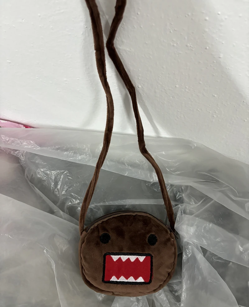 Domo Kun Mini Plush Crossbody Bags for Kids Boys Girls Anime Kawaii Cute Round Bag Small Shoulder Messenger Bag