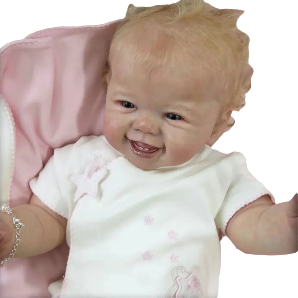 24 Zoll Großes Blanko-Reborn-Puppen-Set Kenzie Smile Kleinkind Unbemalte Vinyl-Puppenform Mit Stoffkörper & Blauen Augen