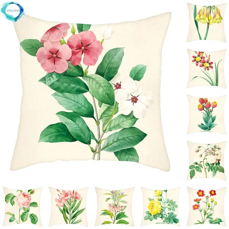 Flower Pattern Pillow Covers Peony Plum Blossom Gift Cushion Cover for Home Sofa Decorative Throw Pillowcase 45*45cm