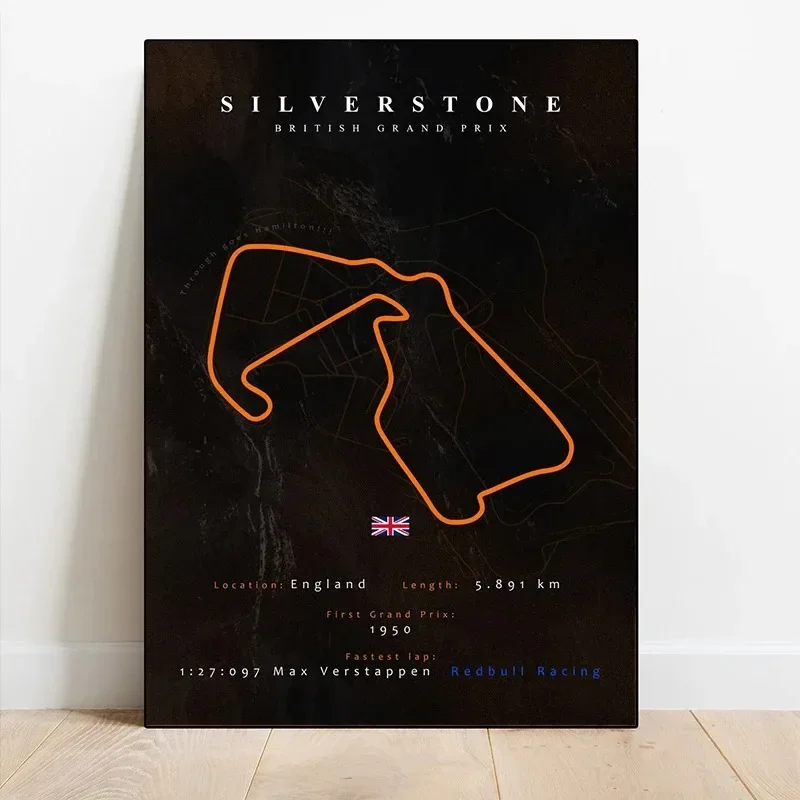 Formula 1 Track Map Posters Monaco Red Bull Ring Yas Marina Baku City Circuit Canvas Painting Posters and Prints Room Home Decor view 4