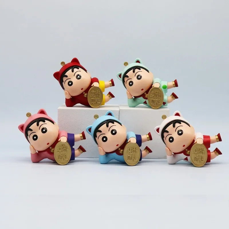 

5pcs Anime Crayon Shinchan Figure Cartoon Crayon Desktop Ornaments Wholesale Cute Car Doll Ornaments Kawaii Collect Model Gift