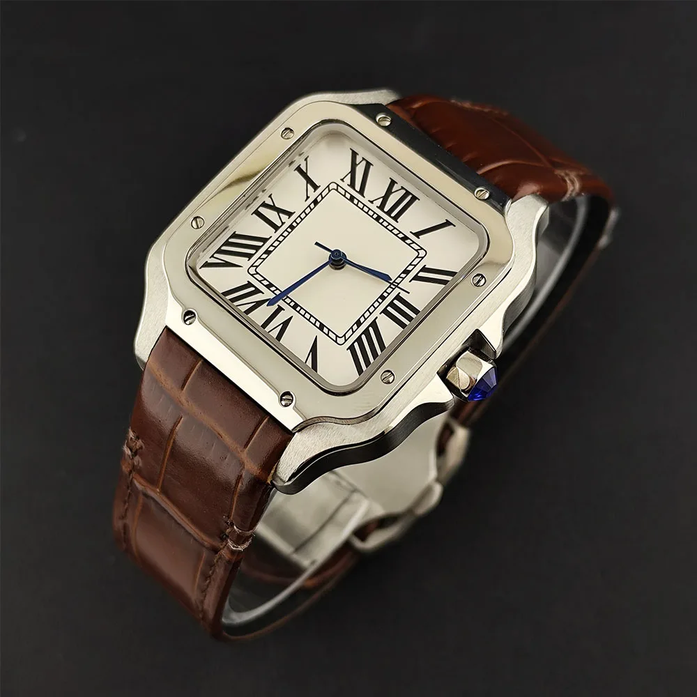 New NH35 Square Watch Men's Watch Roman Dial Folding Buckle Customized Logo Square Case NH35 Movement Watch