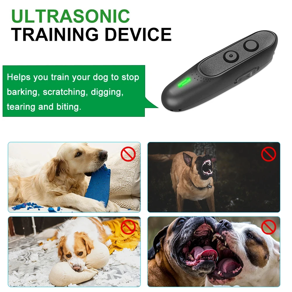 Ultrasonic Dog Repeller Dog Bark Deterrent Devices Rechargeable Portable Multifunctional Anti-Noise Anti-Barking Pet Dog Trainer