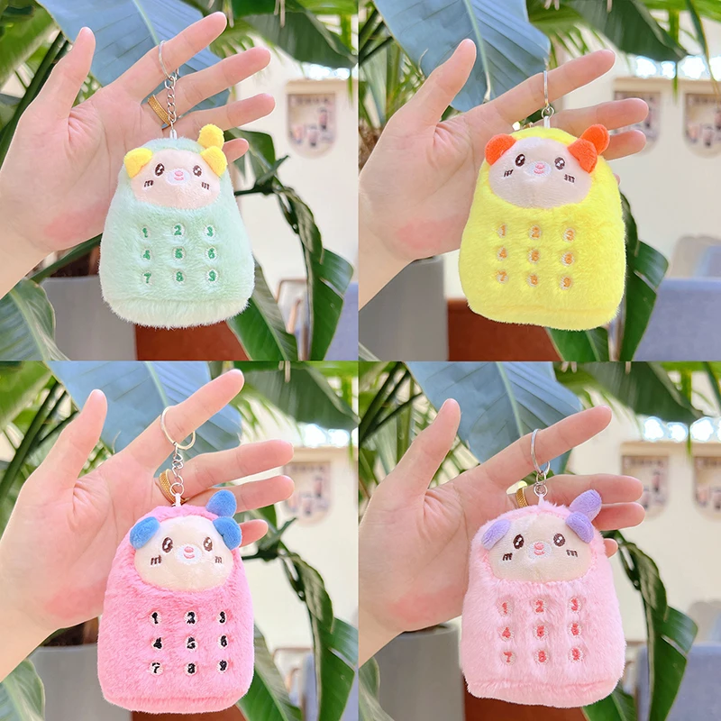 Cartoon Cute Plush Mobile Phone Bear Toy Pendant Keychain Fashion Car Keychain Creative Backpack Decoration Accessories Gifts