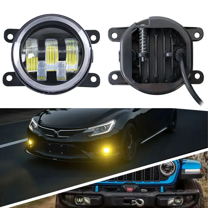 

Двухцветные 4-дюймовые светодиодные противотуманные фары 60 Вт Halo Ring DRL, указатель поворота, автомобильная противотуманная фара в сборе для UTV Wrangler JK TJ LJ Dodge Chrysl