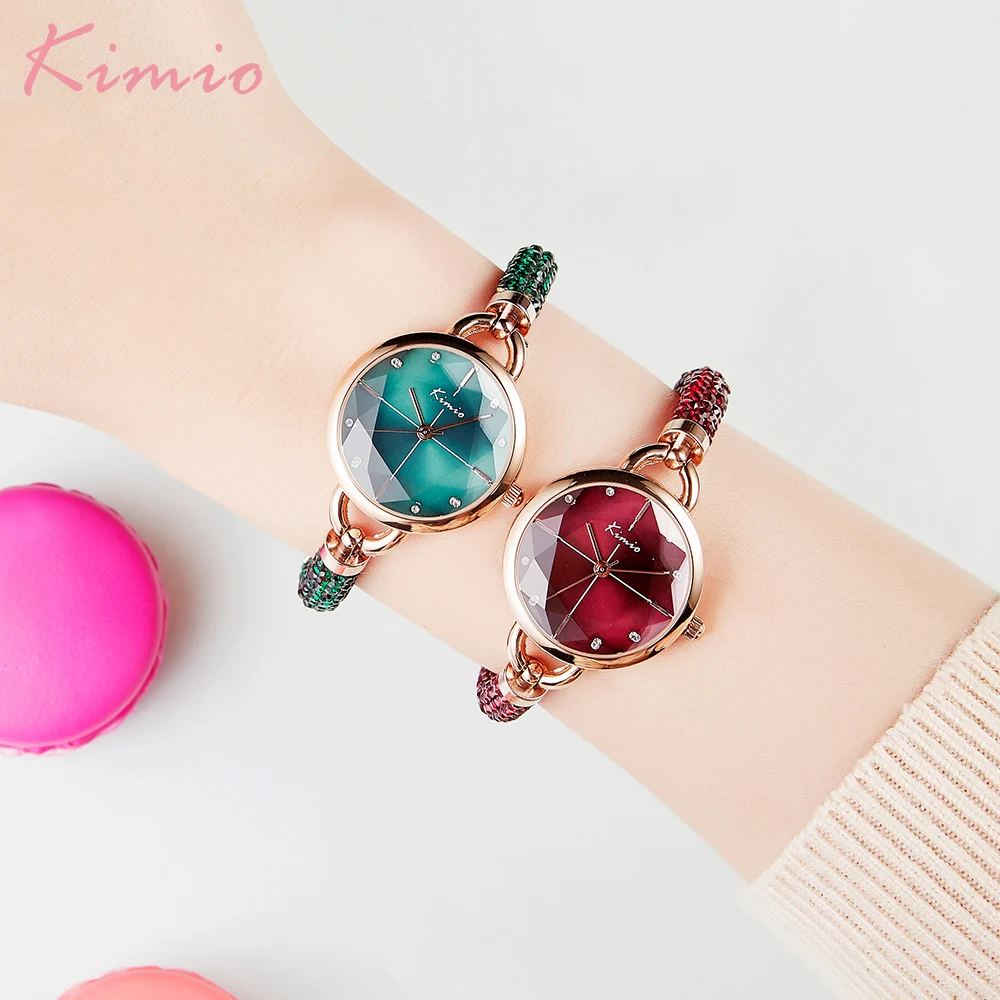 Diamond Bracelet Women Watches Bandage Crystal Quartz Watch Women Brand Luxury Female Wristwatch Dropshipping KIMIO6328 with Box