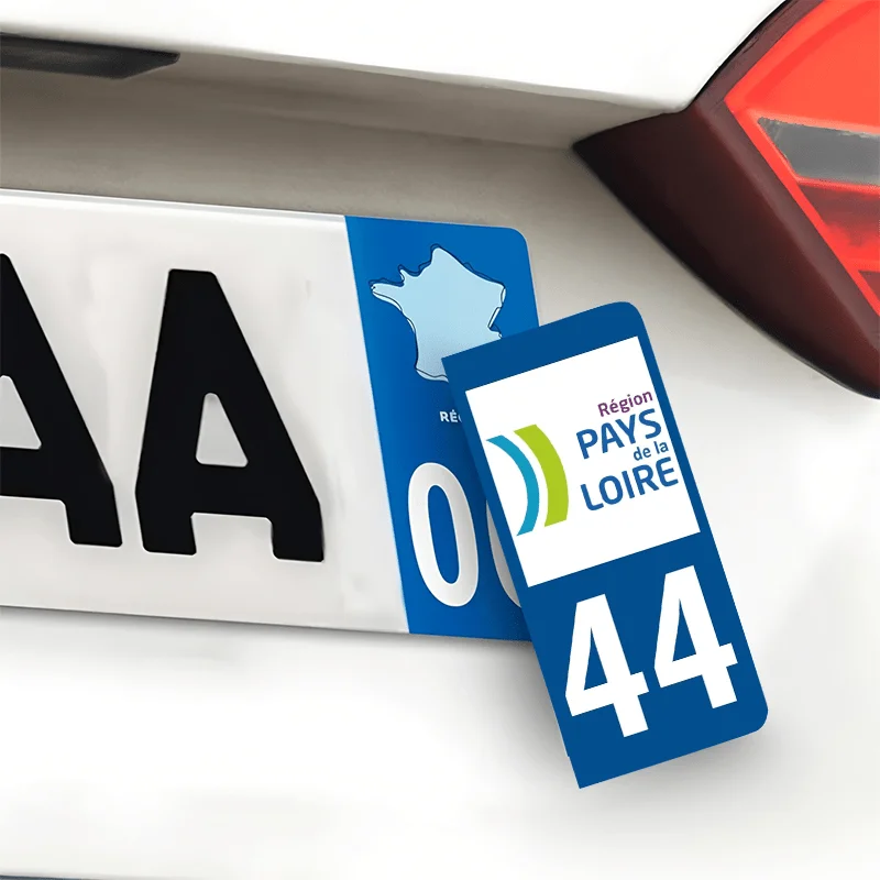 2 Stück Frankreich Loire 44 Nummernschildaufkleber 1 Set, Vinyl-Aufkleber mit regionalem Logo für die Rückseite des Autos