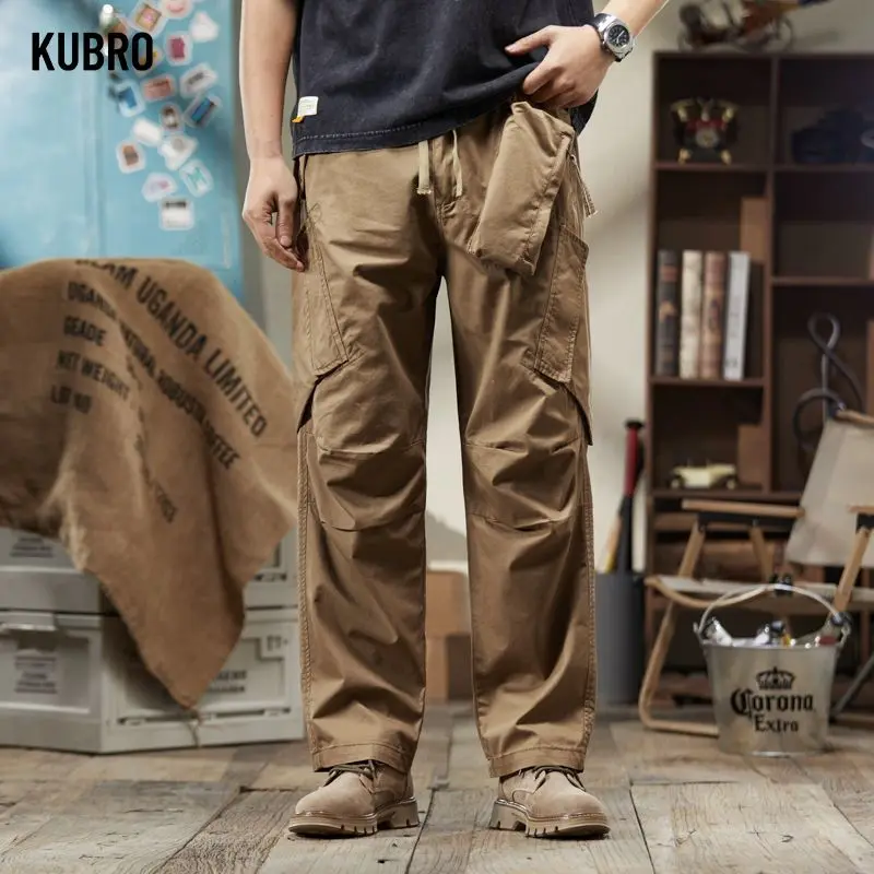 

Мужские спортивные штаны-карго, трендовые осенне-зимние винтажные однотонные широкие прямые свободные комбинезоны с большими карманами, брюки на шнурке