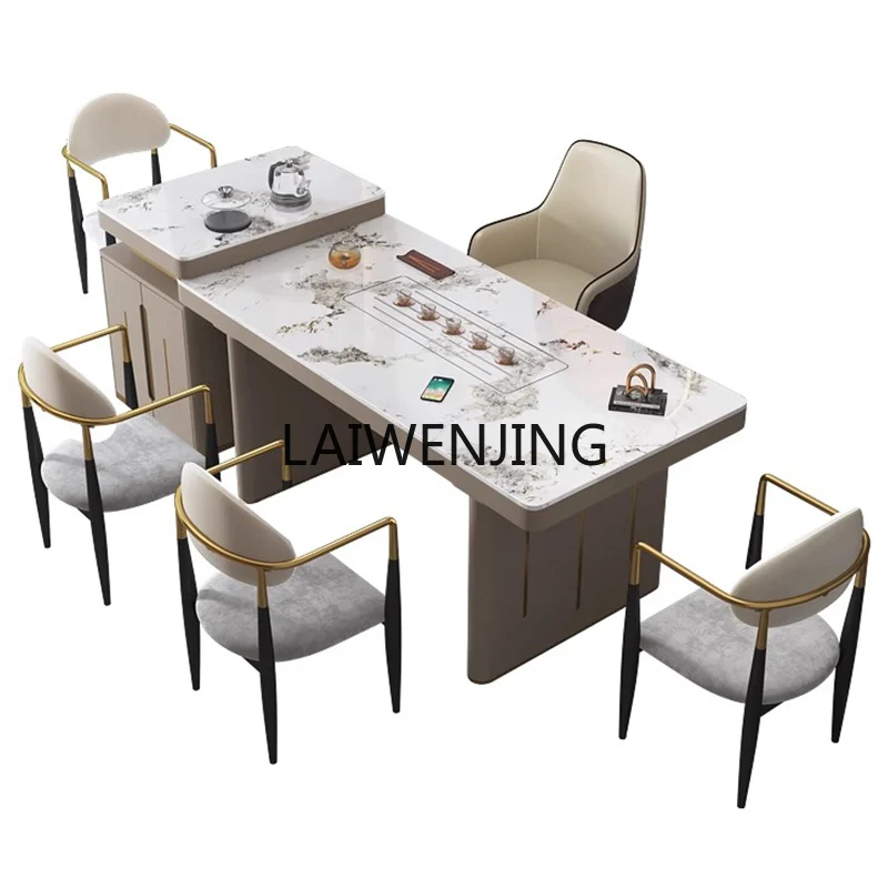 

LYN light luxury rock slab tea table and chair combination beauty salon office kung fu tea table household