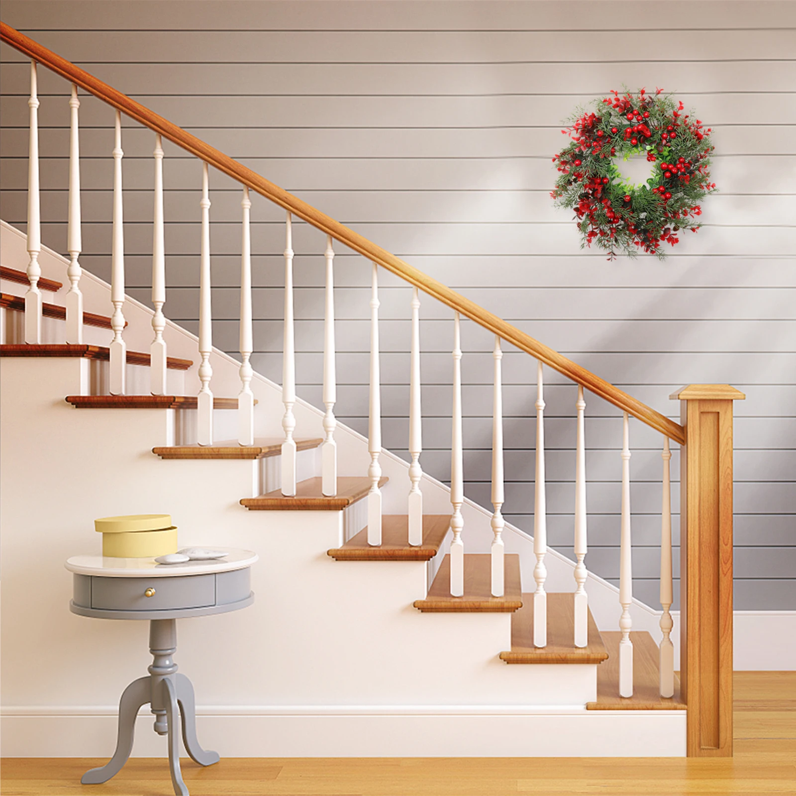 

1Pcs Simulated Wreath Decor Classic Xmas Wreath Door Hanging Garland for Holiday Party Wall Decoration Supplies