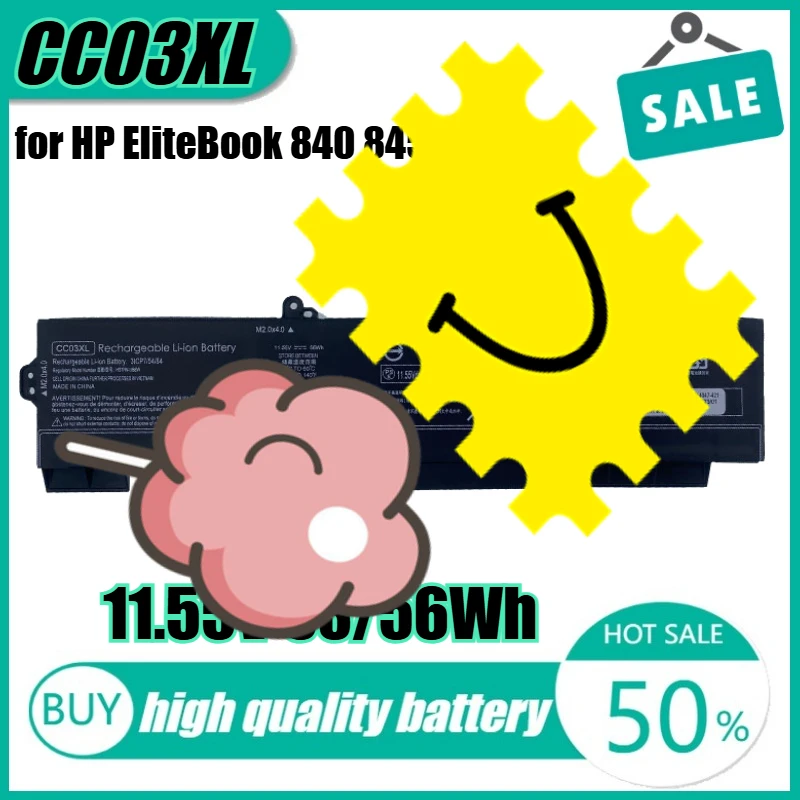 

11.55V 53/56Wh CC03XL Laptop Battery for HP EliteBook 840 845 830 835 G7 G8 L78555-005