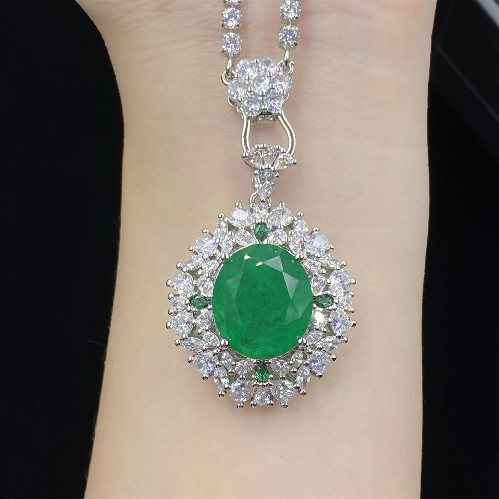 Handmade 20ct Lab Emerald Diamond Jewelry set 925 Sterling Silver Engagement Wedding Rings Earrings Necklace For Women Jewelry