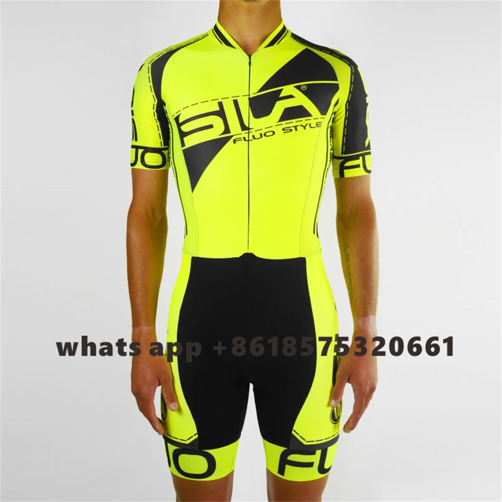 Sila New Fluorescence Color Men Cycling Skinsuit Short Sleeve Inline Speed Skating Clothing Ciclismo Hombre Skating Team Trisuit