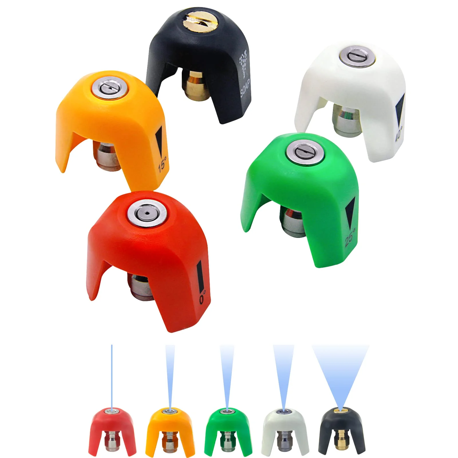 

Комплект из 5 насадок для мойки высокого давления с быстроразъемным соединением — совместимы с универсальными мойками высокого давления, набор насадок для быстрого подключения