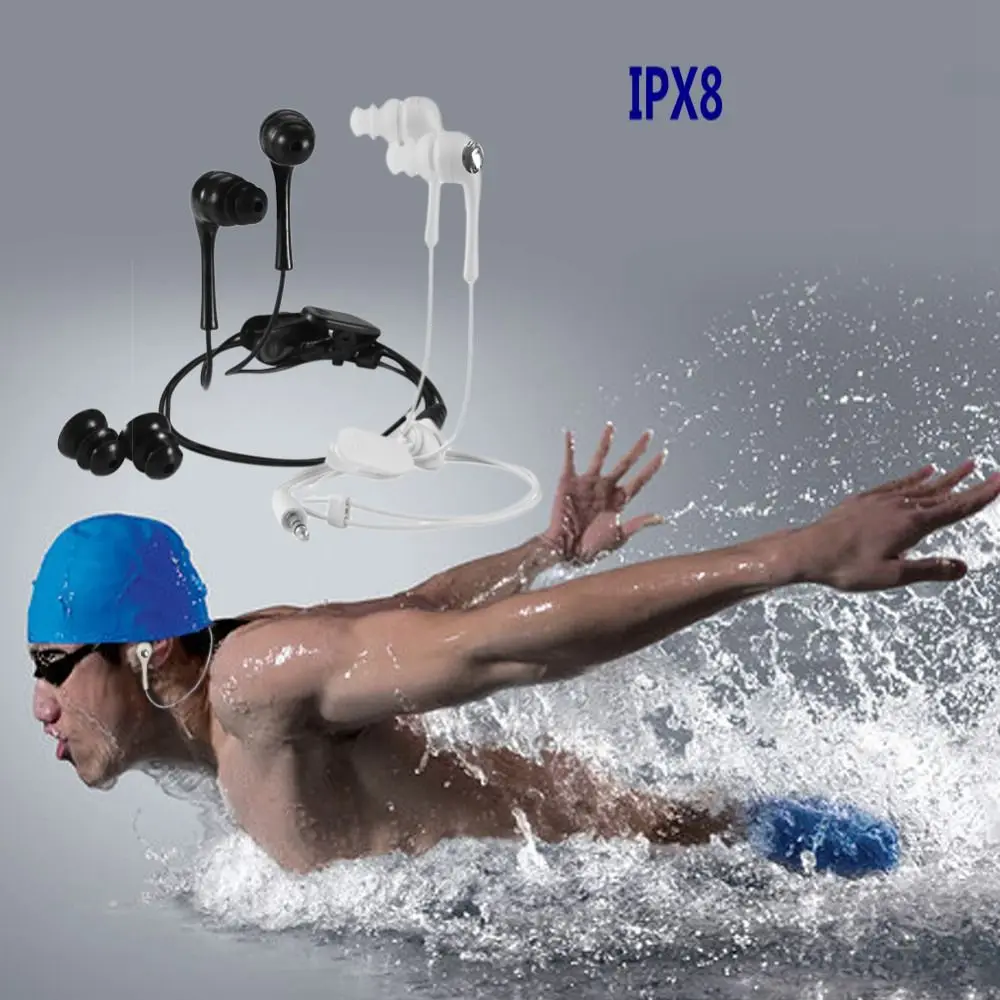 Swimming Waterproof IPX8 Wired Earphone In-ear 3.5mm Jack Headset Earbuds Portable Durable Music Earphones Diving